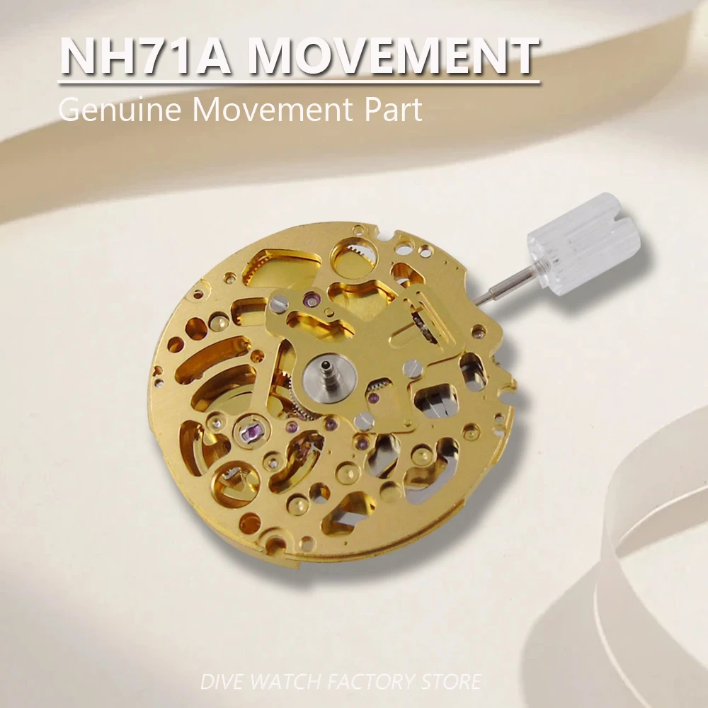 Gold NH71 NH71A Skeleton Automatic Mechanical Movement Accessories High Accuracy 24 Jewels Mod Parts Watch Replacement Parts