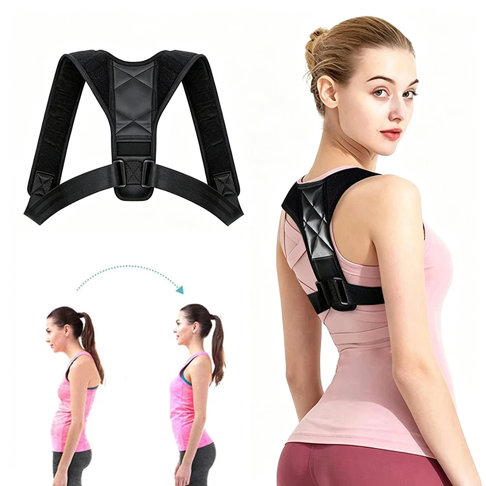 1Pc Adjustable Posture Corrector Shoulder Back Brace Belt Clavicle Spine Support Upper Back Neck Brace For Home Office Sport Use