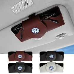 1pc Car Glasses Holder Sunglasses Storage Box Case For VW GTI Scirocco Golf T-ROC Atlas Eos Caddy Beetle Amarok T5 T6 Tiguan