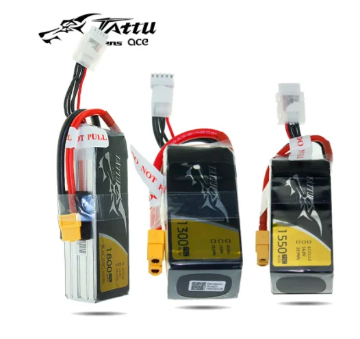 

Литий-полимерный аккумулятор Tattu 1300mAh 1550mAh 1800mAh 14,8 V 75C с разъемом XT60 для гоночного аккумулятора FPV