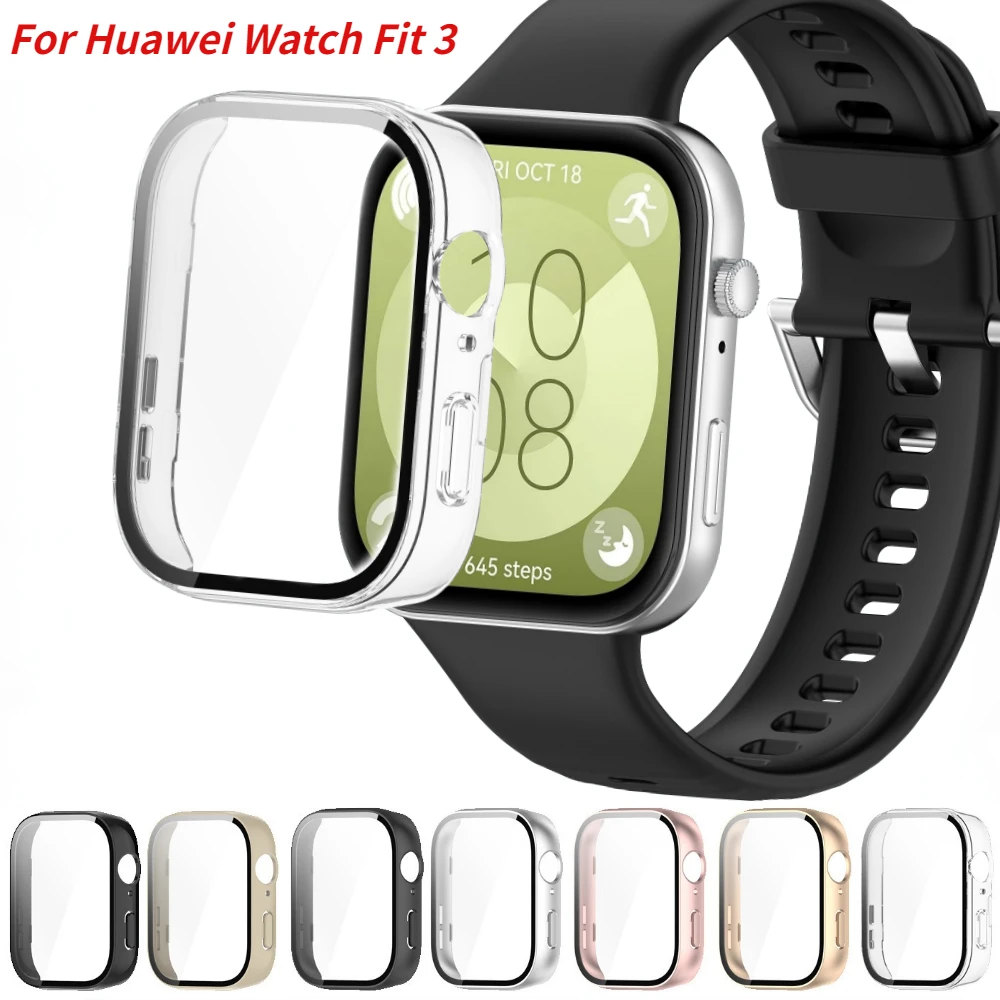 

PC Case+Tempered Glass for Huawei Watch Fit 3 Smartwatch Screen Protector For Huawei Watch Fit 3 Protective Cover Bumper Shell