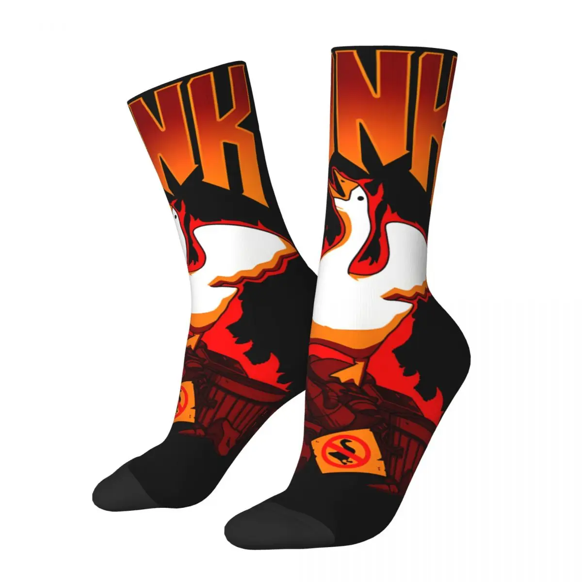 Crazy compression Fire Sock for Men Harajuku U-Untitled Goose Game Quality Pattern Crew Sock Casual