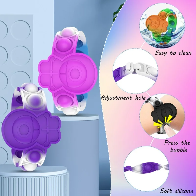 1 stks siliconen decompressie speelgoed kinderen push bubble armband zintuiglijke speelgoed stress knijpspeelgoed