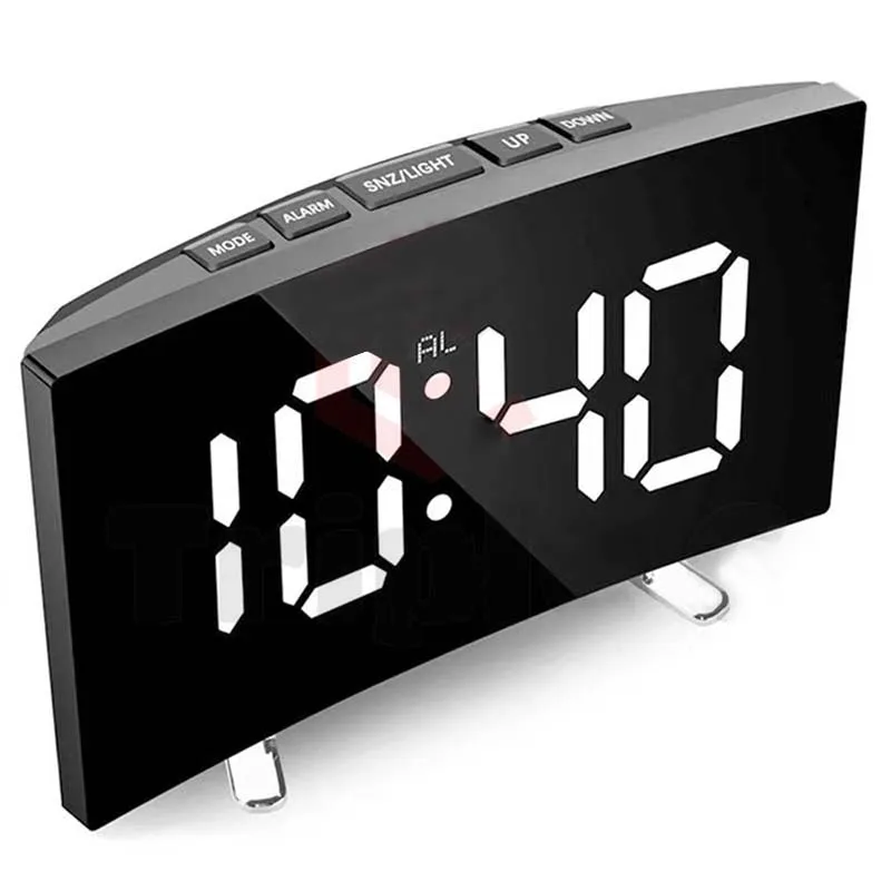 Elektroniczny budzik Bezszumowa konstrukcja Cyfrowy duży wyświetlacz LED Lustro Elektroniczny zegar Cyfrowy budzik LED Zegary lustrzane