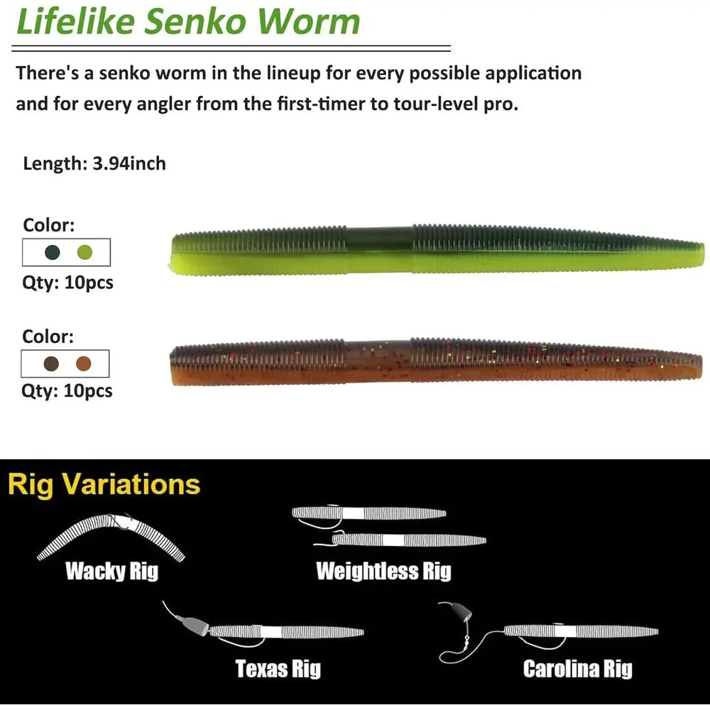 Wacky Rig Worm Hooks Angelwerkzeug-Set – Wacky Worms, Wacky O-Ringe, Wacky Rig Tool, Wacky Weedless Hooks Soft Stick Bait Fishing