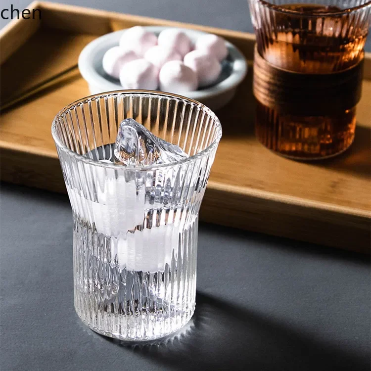 

Z30- accessible luxury vertical pattern coffee high borosilicate glass coffee stripesfor layer wood chip milk