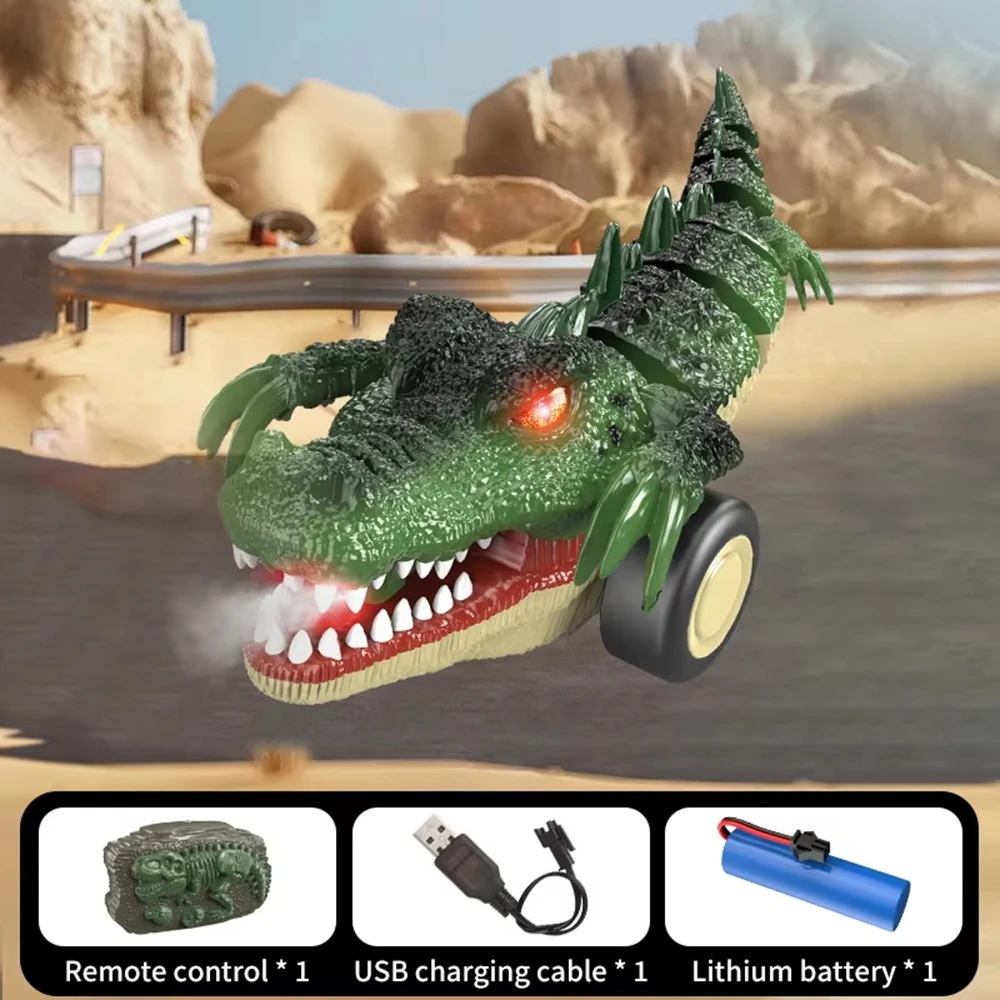 

RC Car Crocodile Toy with 360° Spin Swing Shakable Spray LED Stunt Remote Control Toys for Kids Outdoor Party Game Birthday Gift