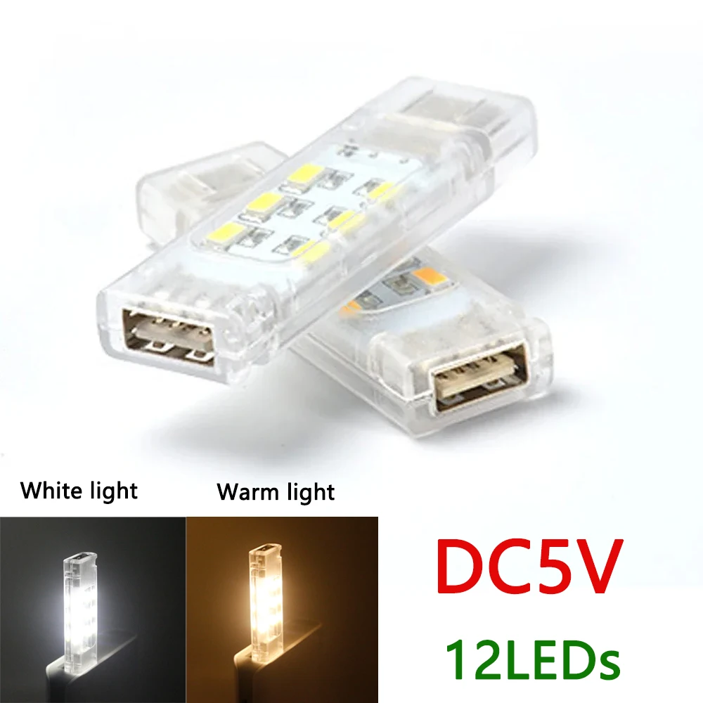 

1PC Portable Mini 12leds USB LED Night Light DC 5V Warm White Lamp Book Reading FLashlight Night Light Ultrabright Book Light