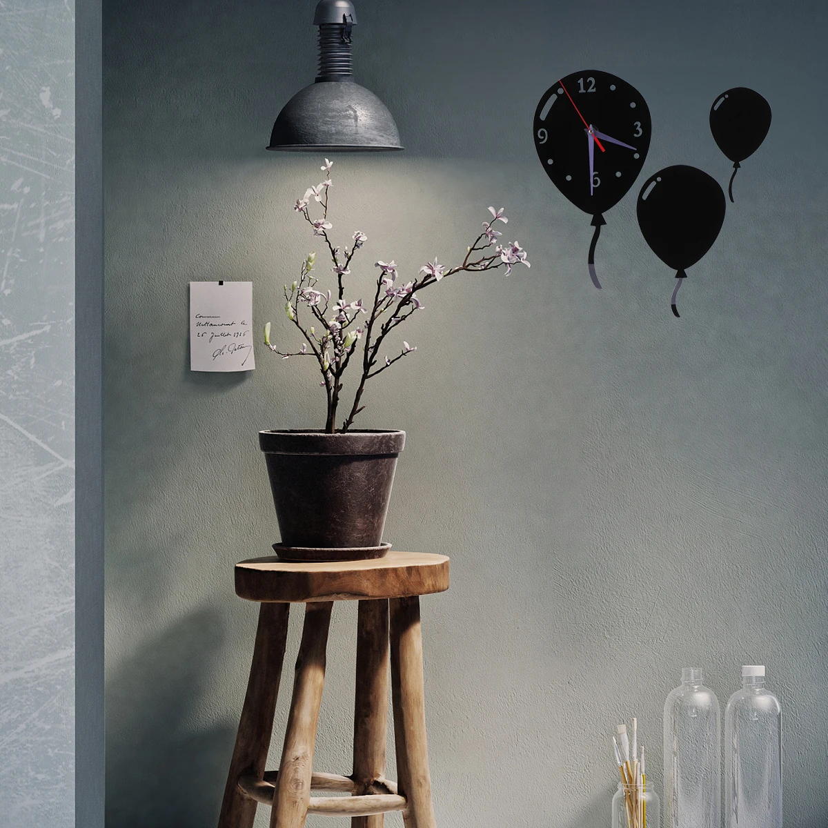 

Creative Balloon Shape Mirror Wall Mounted Adhesive Clock Decor Fashion Wall Clock for Home Office Living Room