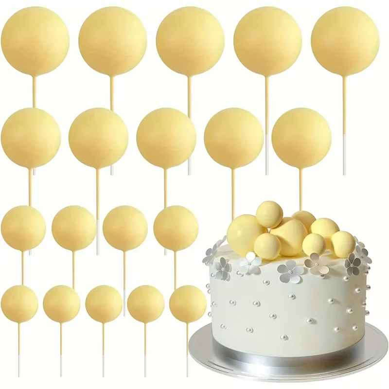 20 Stuks Cake Goud Zilver Bal Gelukkige Verjaardag Cake Topper DIY Cupcake Vlag Bruiloft Kerst Bal Decor Baby Verjaardag Decoratie