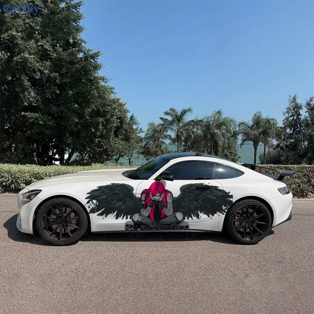 

2pcs Fallen Angel Decal, Durable, Fade-Resistant, Enhance Your Vehicles Aesthetic With Bold Art Design Car Vinyl Wrap