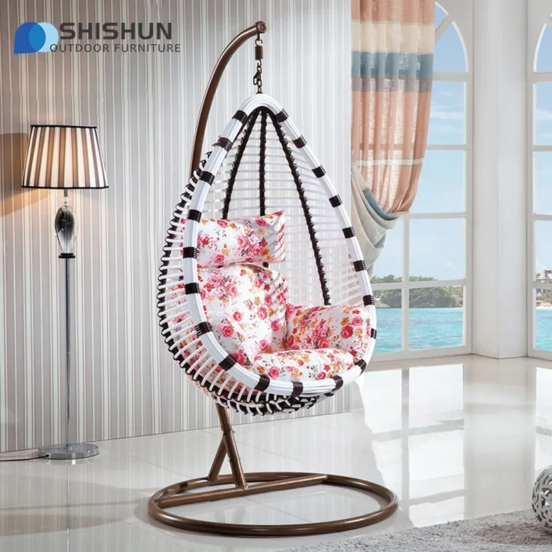 Outdoor Garden Rattan Hanging Chair Single Swing Hammock Rocking Cradle Seat Patio Lazy Nest Basket for Relaxation