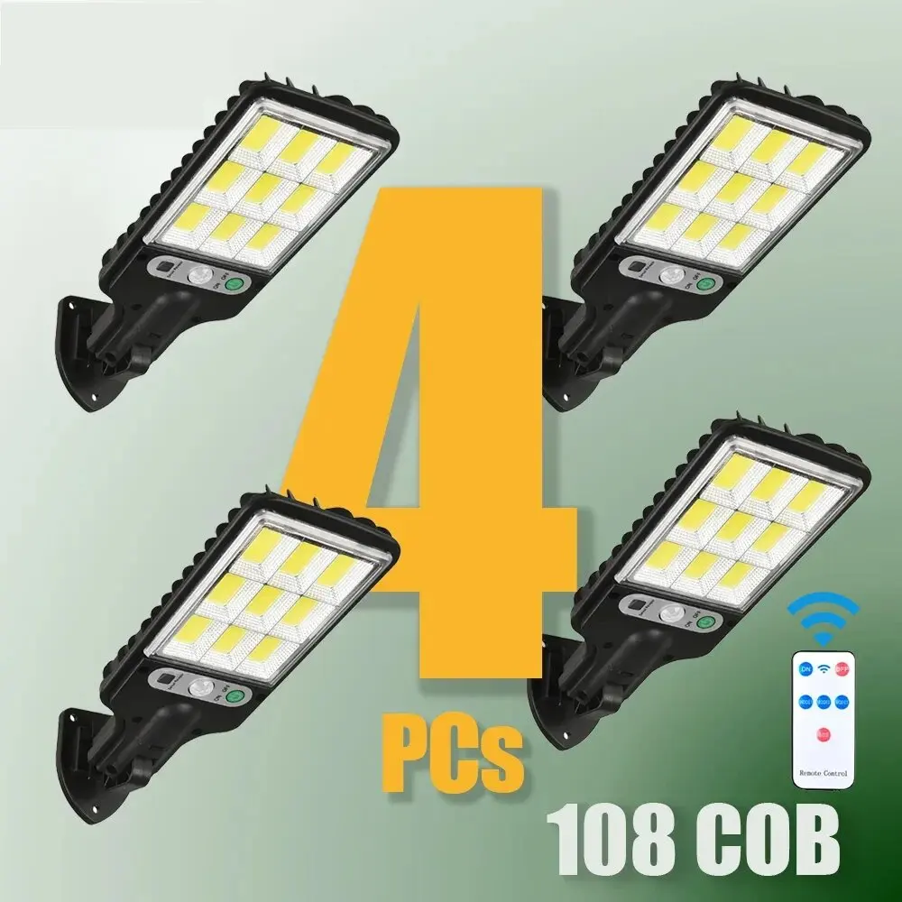 

1~4pcs Solar Lights Outdoor With 3 Mode Waterproof Motion Sensor Security Lighting LED Wall Street Lamp for Garden 108COB