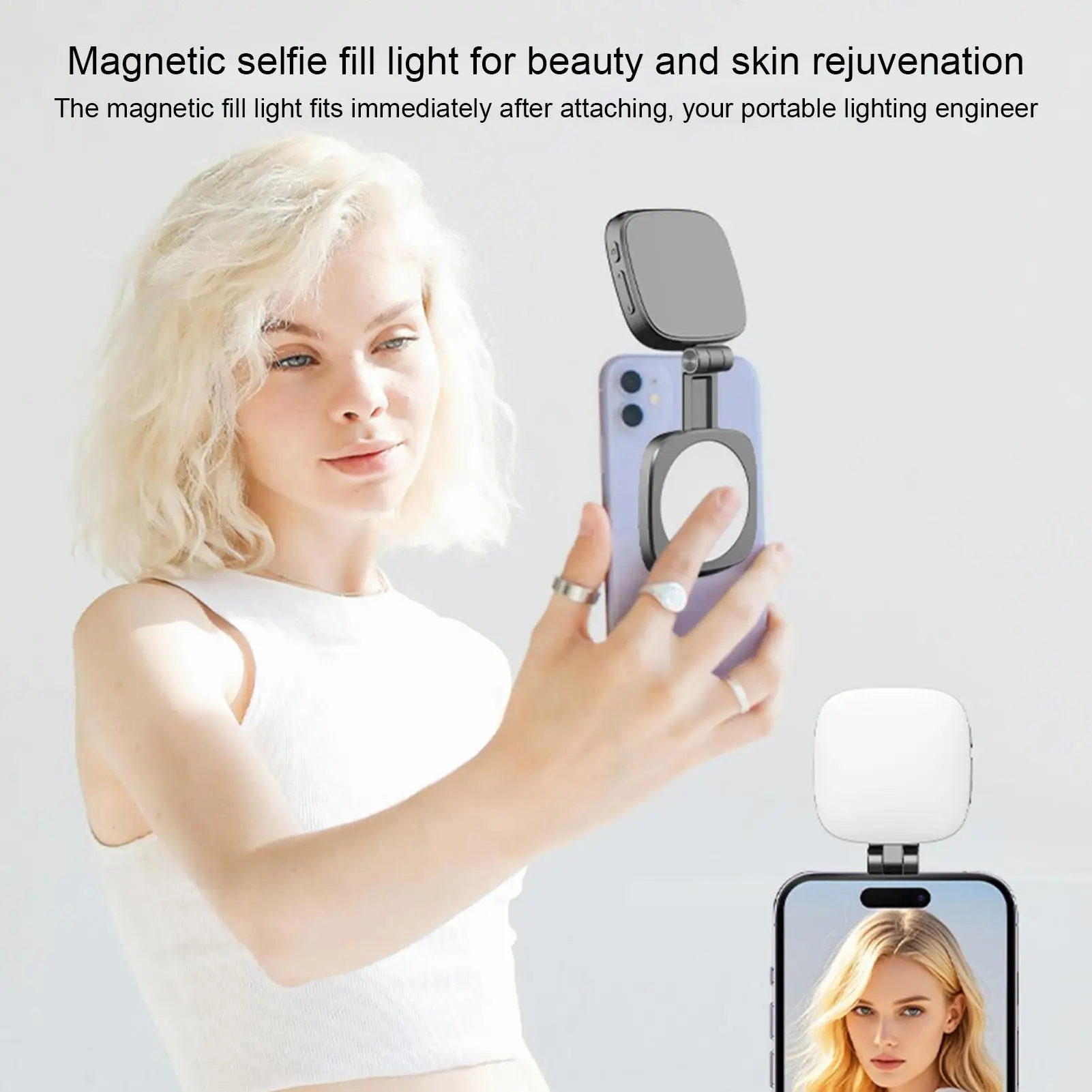 ضوء الهاتف للصور LED المحمولة ضوء السيلفي المغناطيسي 5 مستوى سطوع قابلة للطي أدوات باردة مع مرآة ماكياج لمدونة الفيديو