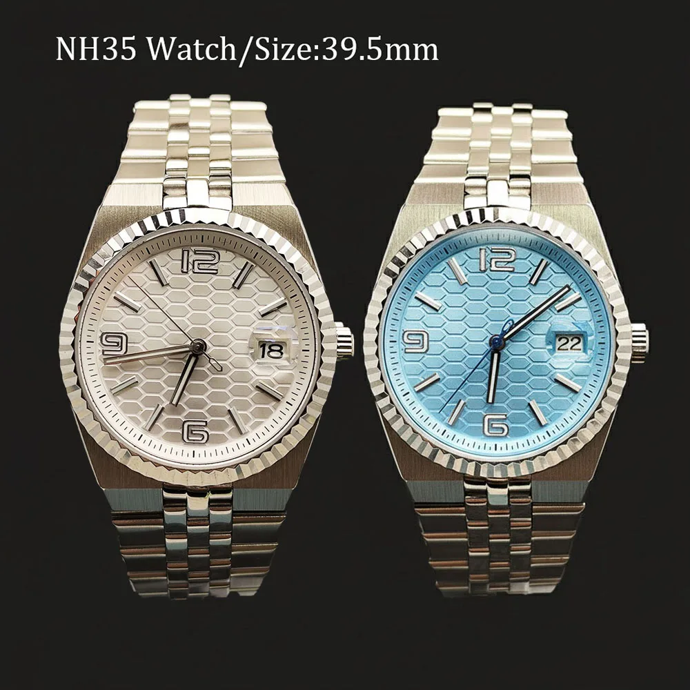 NH35 Watch 39.5mm Case Road shaped Dial Blue Light Dial Men's Watch Customized Logo Suitable for NH35 Movement Watch