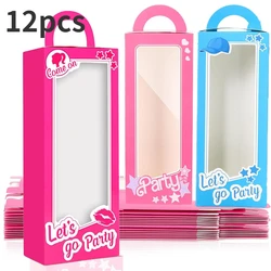 12PCS Barbie Box Party Decoration Pink Girls Gift Box Bag Candy Boxes Favor Bachelorette Birthday Party Baby Shower Supplies