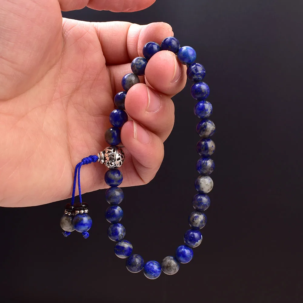 Natural Lapis Lazuli 27+1 Bead Buddhist Mala Bracelet Anti Stress Relieve Anxiety Beads Yoga Meditation Jewelry