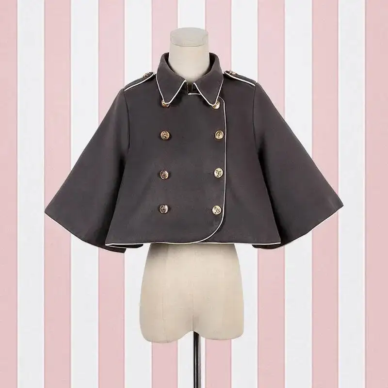 2025 NUOVO Vestito Lolita Detective Bear Cospaly Stile Preppy delle Donne Cravatta al Collo Abiti a Maniche Lunghe e Mantello di Lana Dropshipping