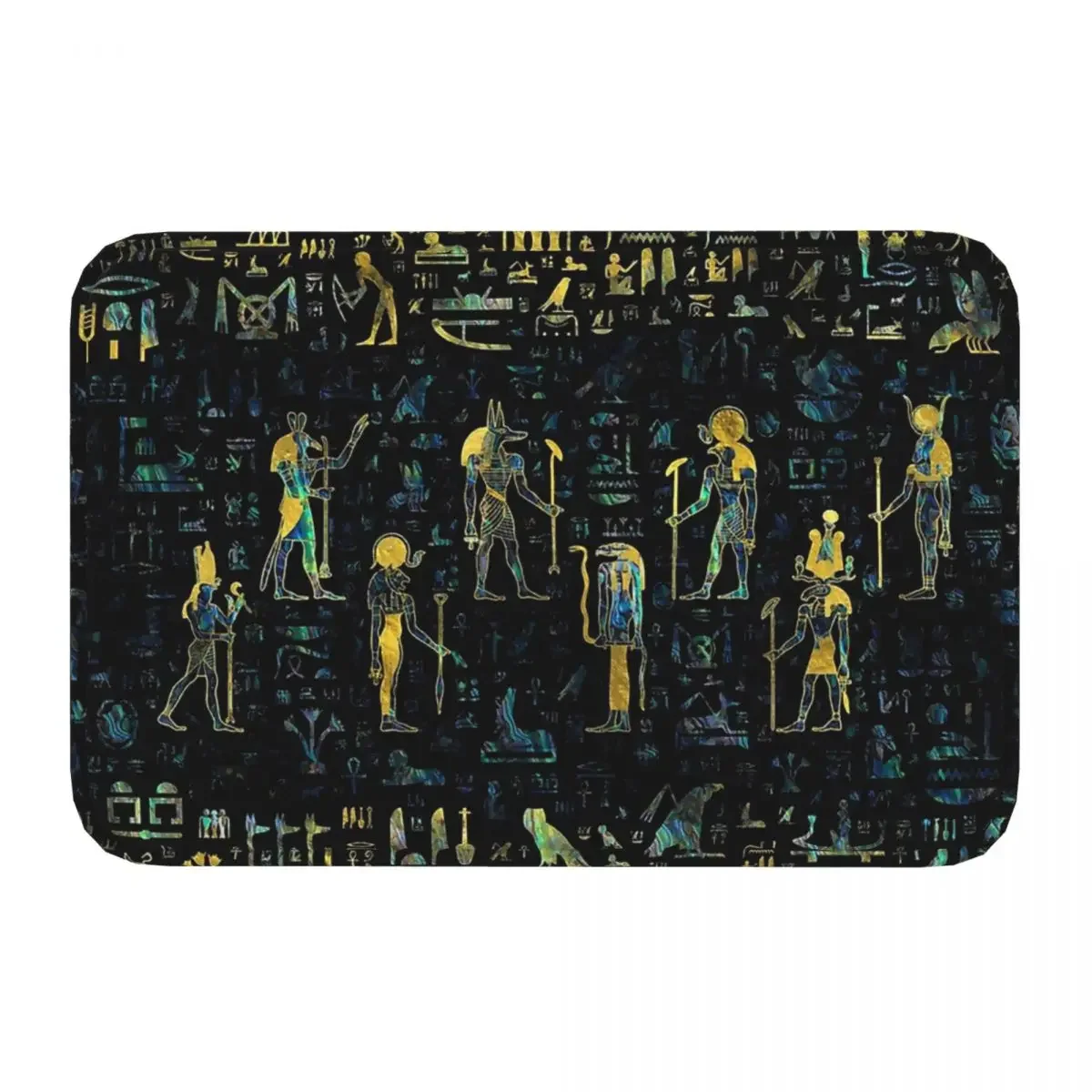 Ancient Egypt Egyptian Africa Non-Slip Carpet Gods And Hieroglyphs Abalone And Gold Doormat Living Room Kitchen Mat  Rug