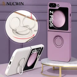 Luxury Ring Stand Magnetic Phone Case For Samsung Galaxy Z Flip 7 6 5 4 3 Bracket Skin Feel Silicone Cover For Samsung ZFlip 7FE