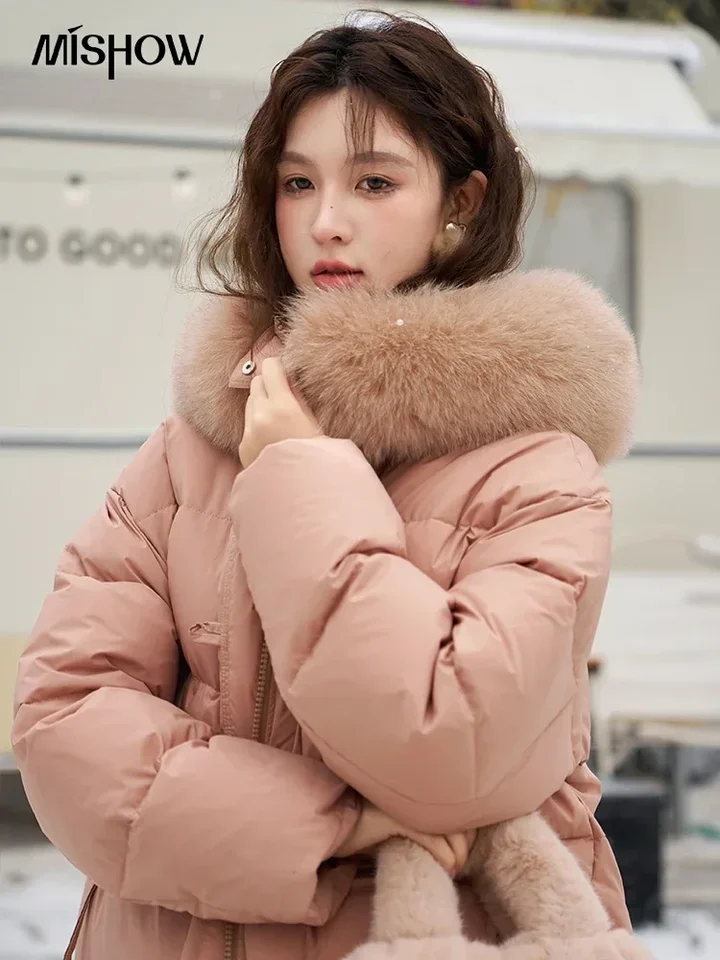 MISHOW Women's Winter Fur Collar Down Jacket 2024 Fashion Loose
