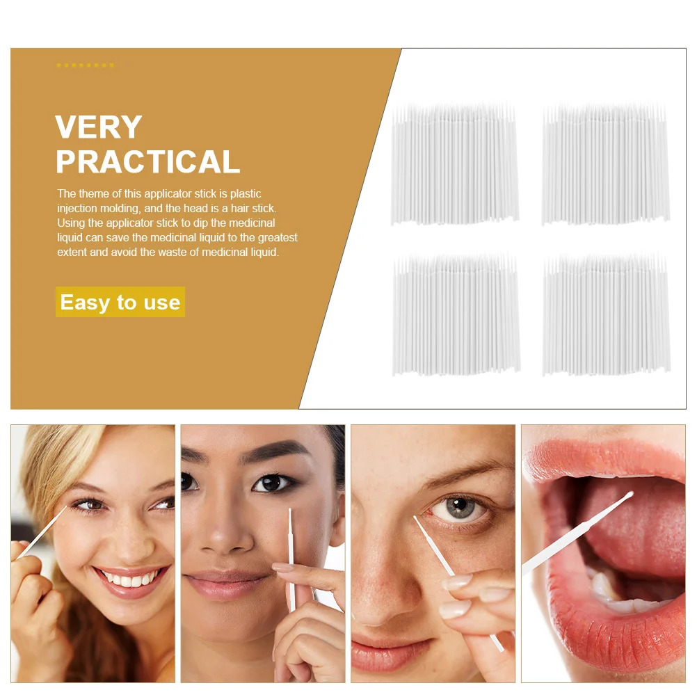 

4 Packs Beauty Cotton Brush Single Head Plastic Medical Dental Sticks Disposable Individual Applicator Eyelashes