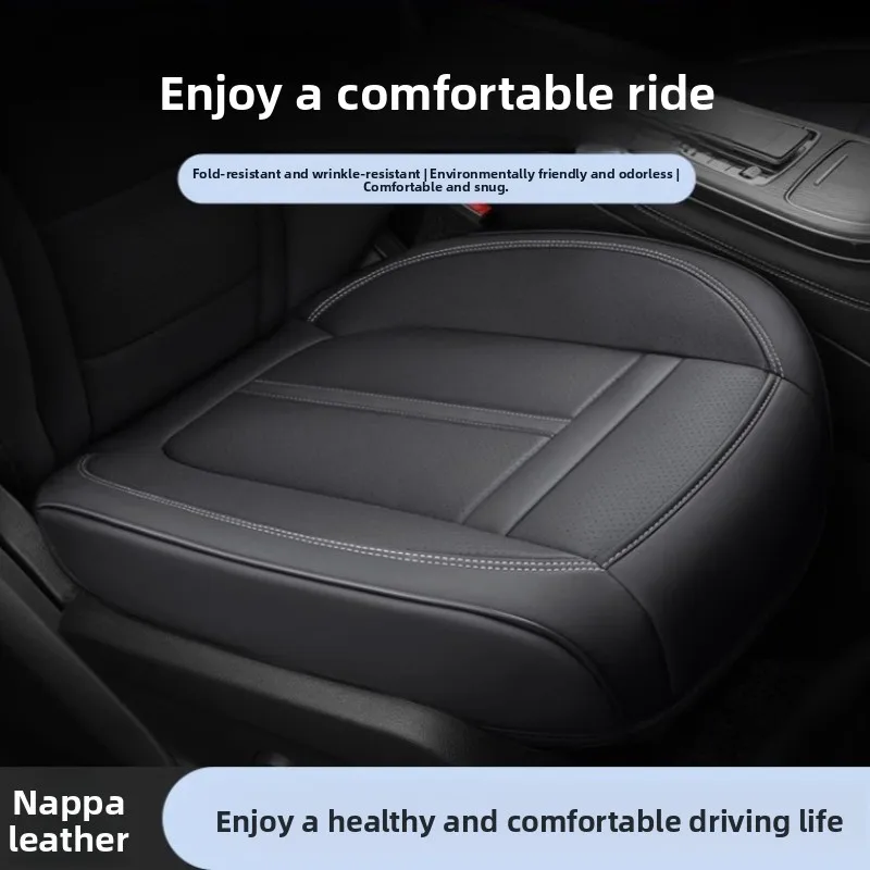 Nappa Leather Car Seat Cover Anti-Slip and Full Wrap Driver Car Seat Protector Mat Front Bottom Car Seat Cushion Cover