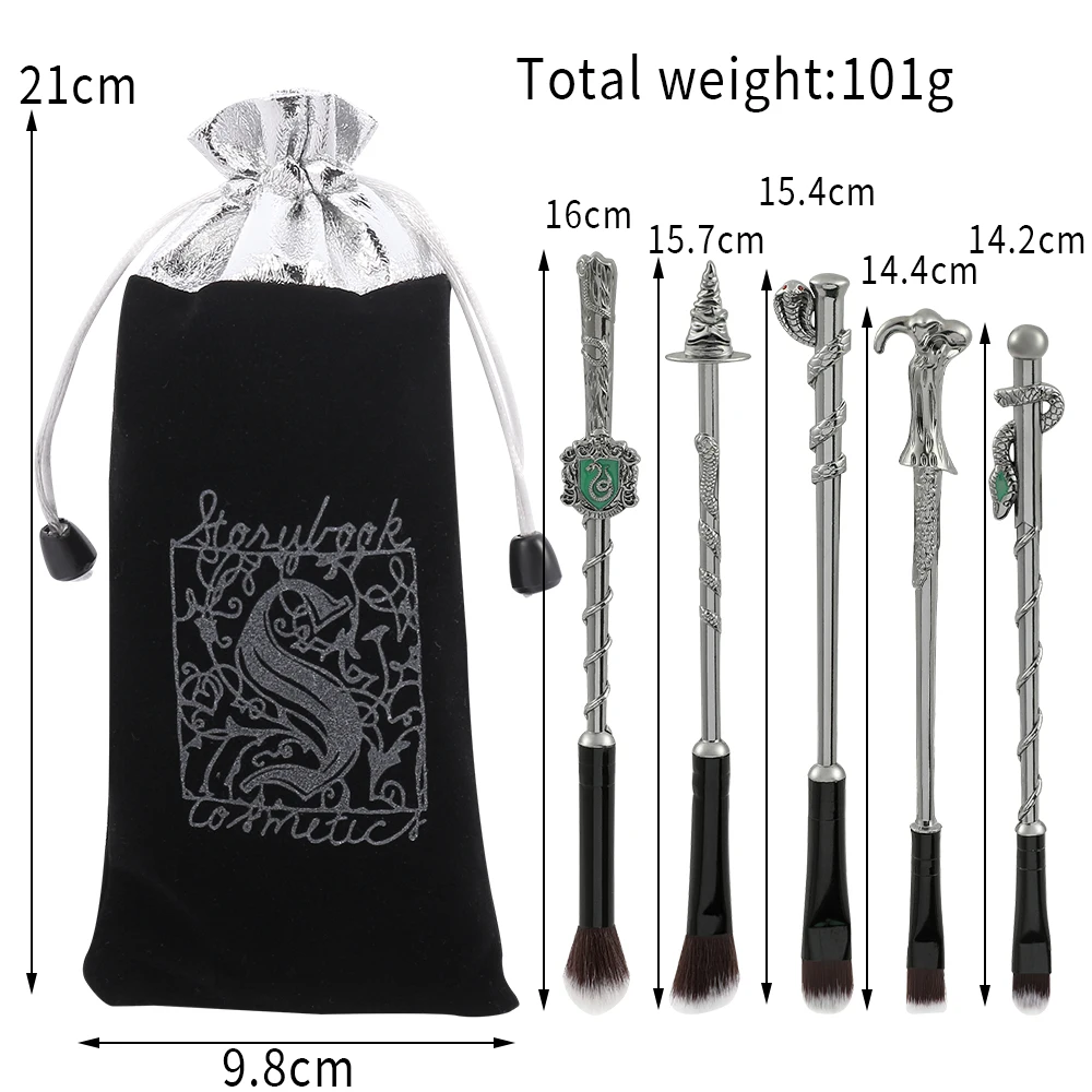 5pcs/set Snake Sorting Hat Wizard Wand Makeup Brushes Movie Makeup Brush Set for Women Girls Anime Makeup