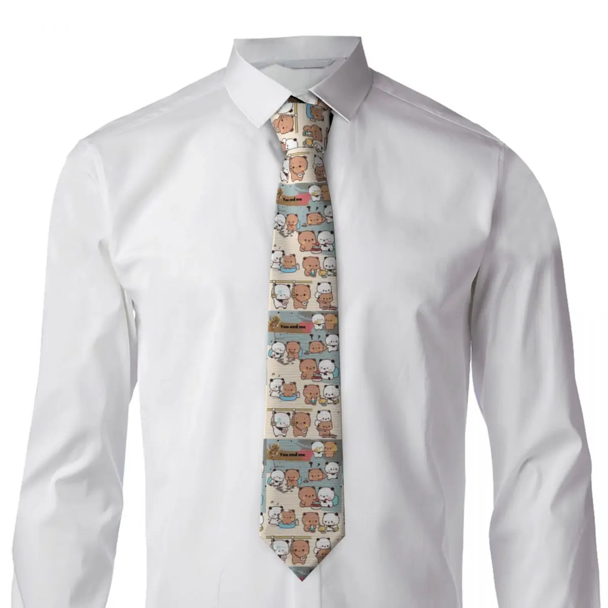 Bubu Dudu Panda Bears Cartoon (2) Necktie for Men Silk Polyester 8 cm Neck Ties Wedding Accessories Tie Casual Gravatas