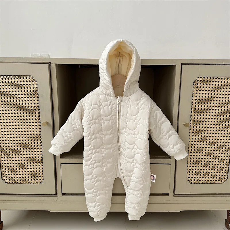 

Children's Clothing Winter Thickened One Piece Clothing Boys' Hooded Outgoing with Plush Bodysuit Infant Romper 2023