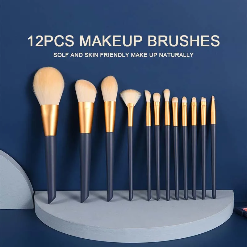 CALIYI 12PCS Makeup Brushes Set Kit For Women Professional Natural Brush Foundation Powder Contour Eyeshadow Lip Make Up Tools