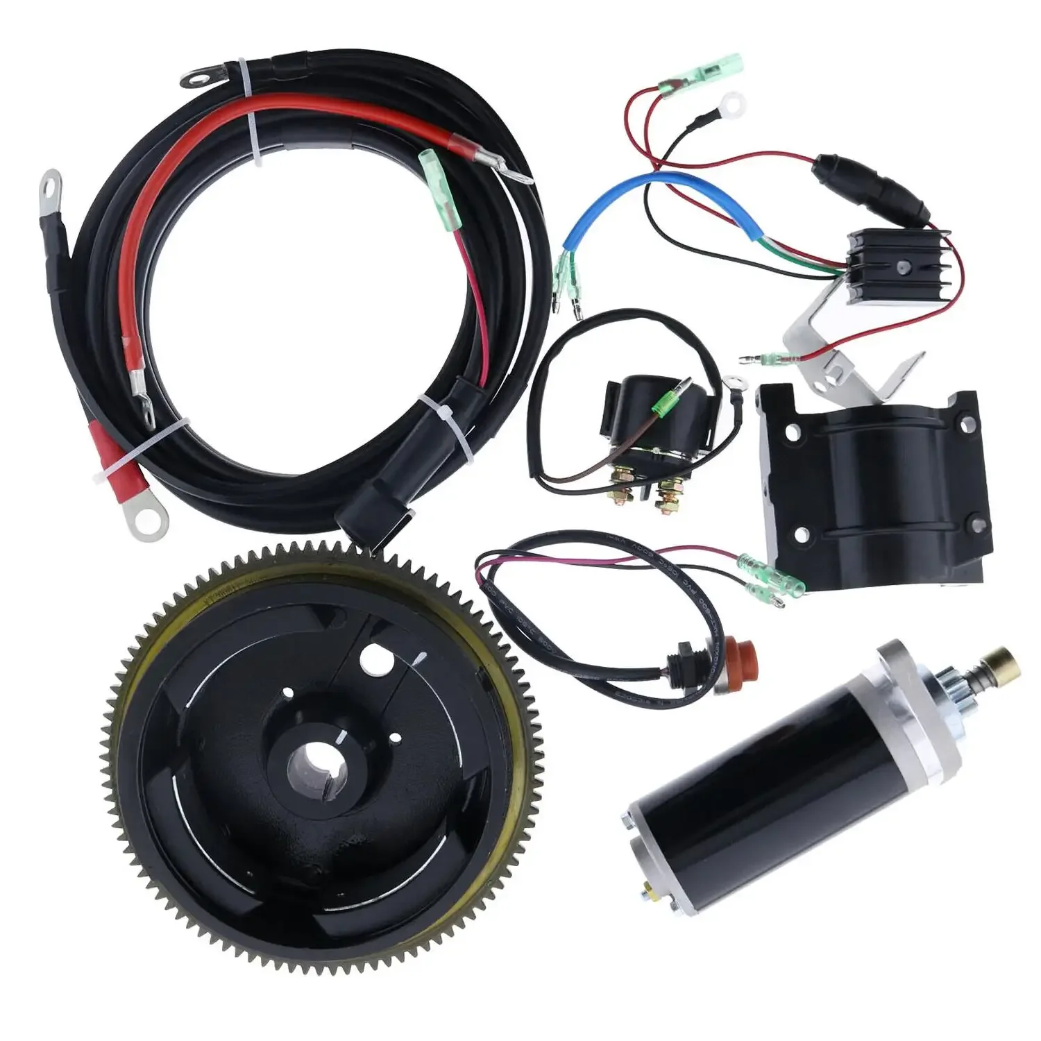 Elektro start motor Schwungrad Kit fit Yamaha Außenbordmotor 2-Takt 9,9 PS 15 PS 63V