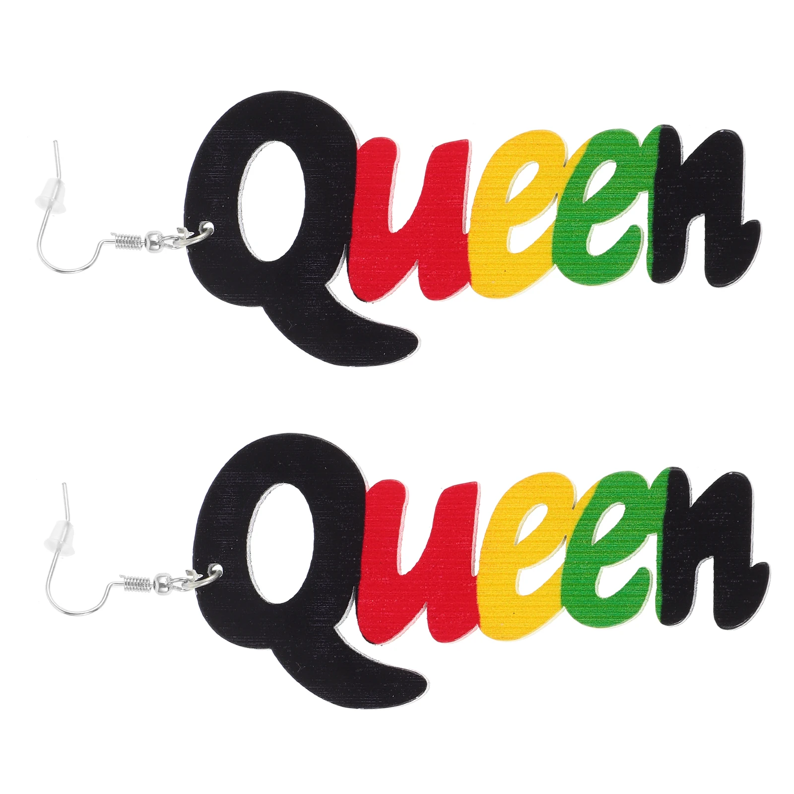 

Letter Earrings Wooden Queen Word Pendant African Accessories Women Drop Long Wood Charm Holiday Party Christmas Birthday