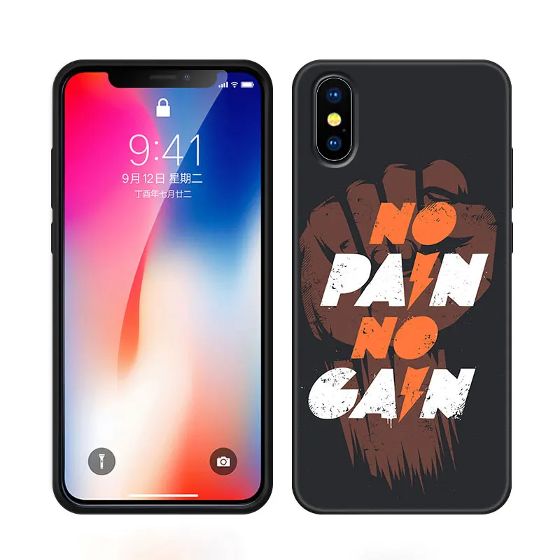 No Pain No Gain Gym Fitness Phone Case For Apple iPhone 12 13 Mini 11 14 Pro XS Max 6S 6 7 8 Plus 5S X XR SE 2020 2022 Cover