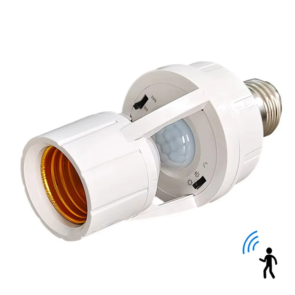 AC85-265V Socket Converter with 360 Degrees PIR Human Induction Motion Sensor LED E27 Lamp Base Intelligent Adjustable Switch