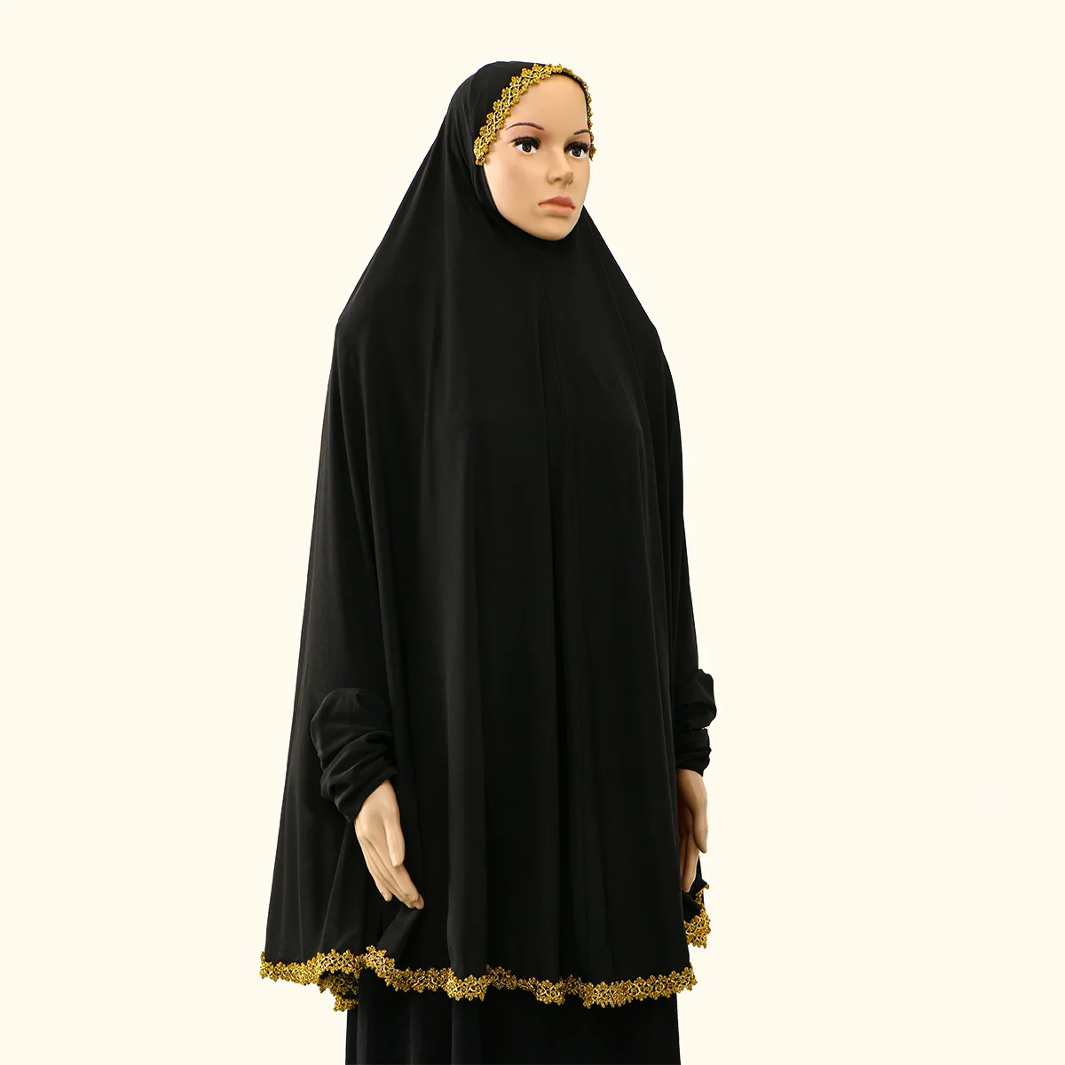 الدانتيل خيمار مسلم كم طويل الحجاب المرأة الإسلام الصلاة الحجاب العلوي النقاب نيكاب عيد رمضان الحجاب غطاء الرأس وشاح فوري #2