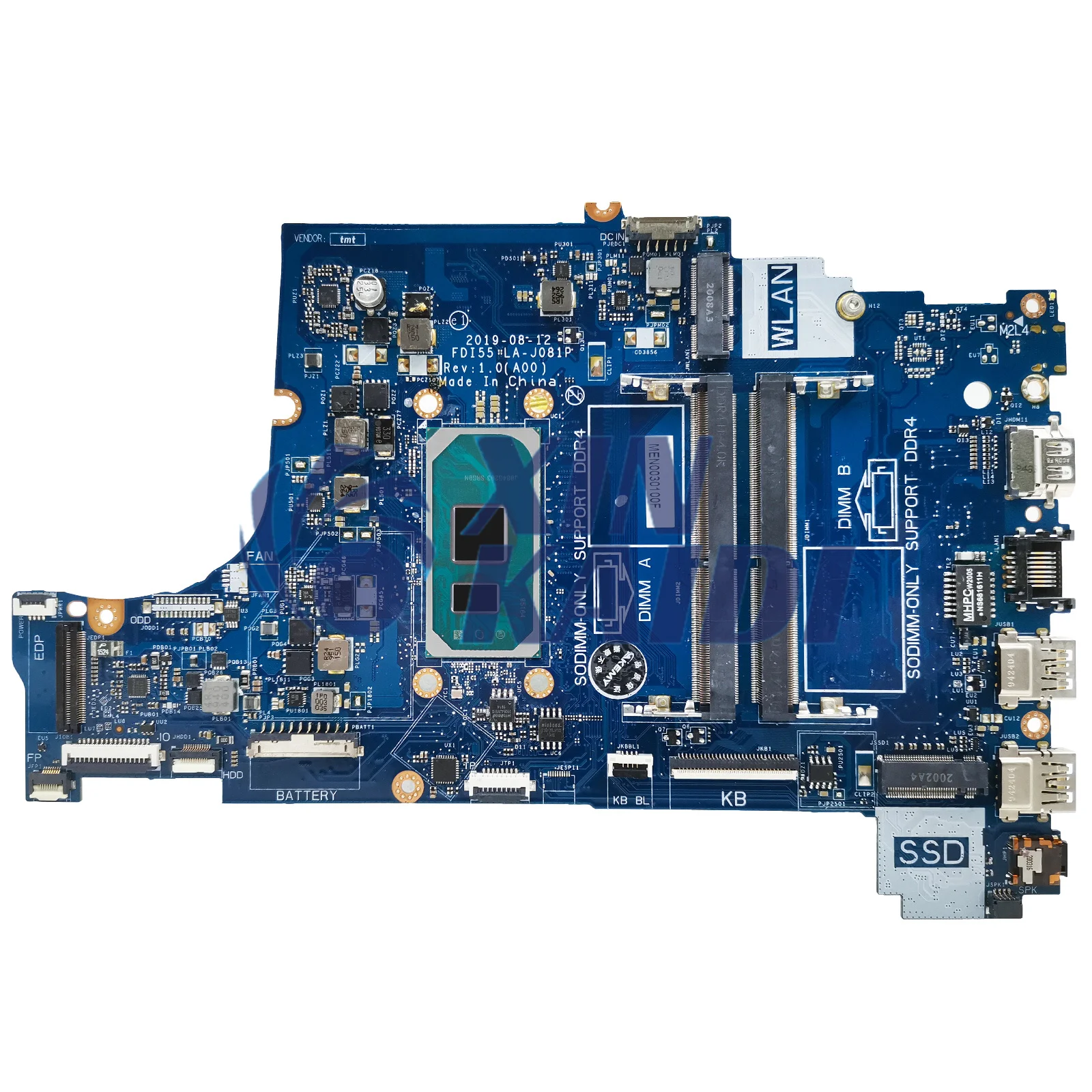 Laptop Motherboard For DELL Inspiron 3493 3593 3793 5493 LA-J081P CN-004C38 004C38 03DD3K Mainboard CPU I3 I5 I7 10th Gen