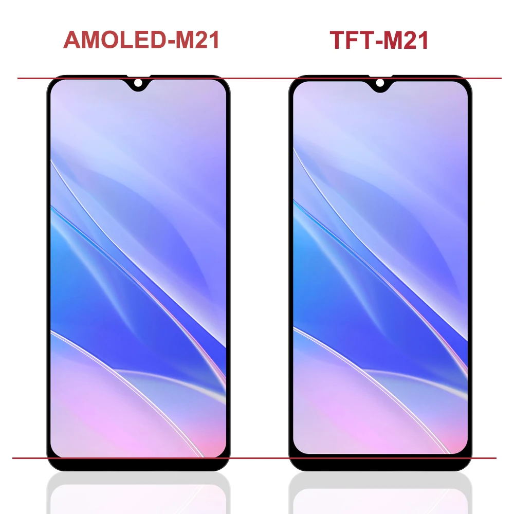 Tela de toque AMOLED LCD com moldura, alta qualidade, Samsung Galaxy M21, M215, M215F, SM-M215F, DS, SM-M215F, SM-M215F, DSN, LC