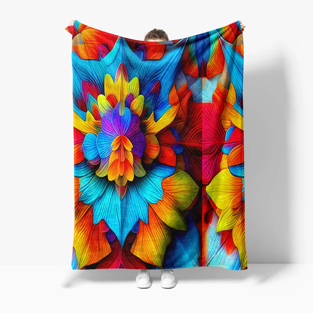 생생하고 다채로운 추상 꽃무늬 프린트 담요 소파 침대 커버 장식용 담요 선물 아이디어