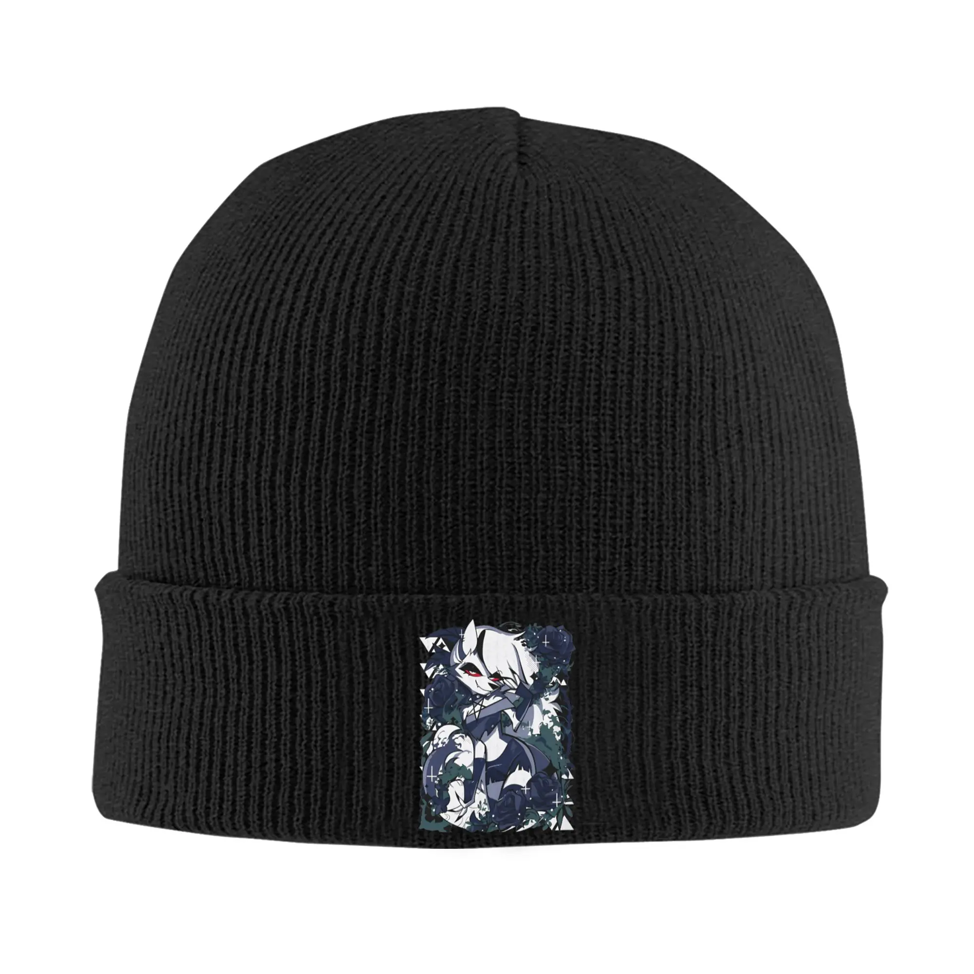 Helluva Boss Loona Knitted Hat Women's Men's Beanie Autumn Winter Hats Acrylic Black Comedy Hip Hop Melon Cap