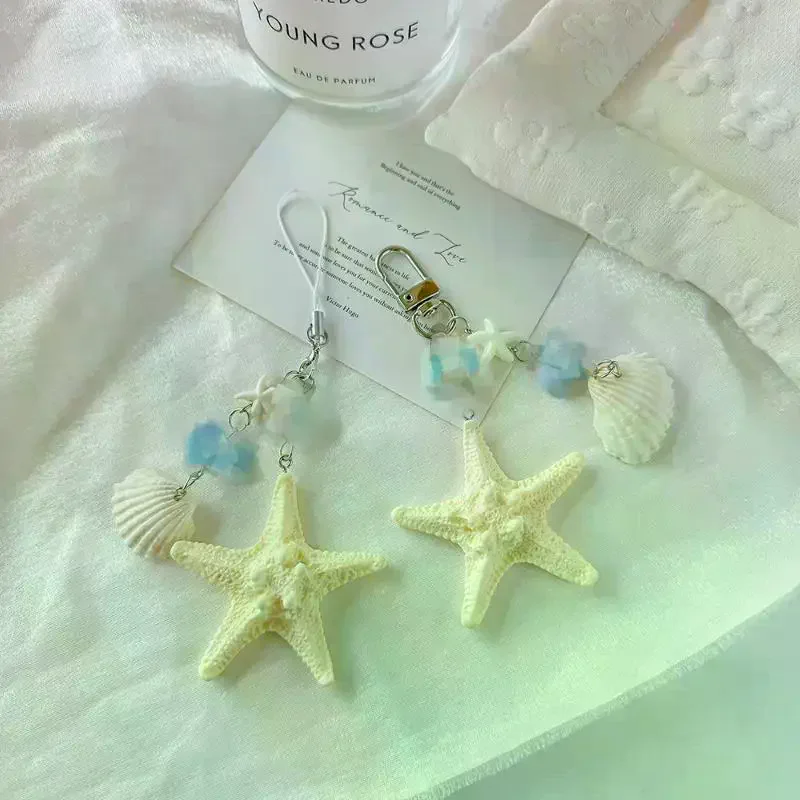 Sea Star Keychain New Natural Shell Decorative Multi functional Mobile Pendant Travel Bag Fashion Keychain