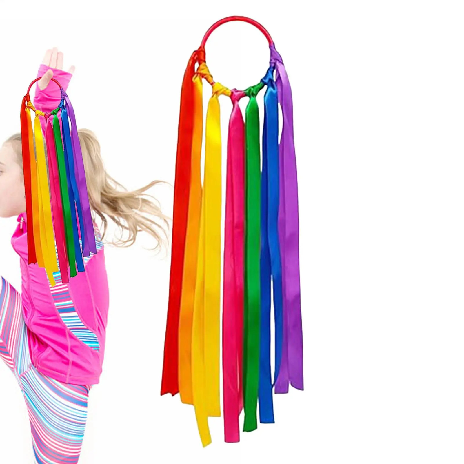 Dance Ribbons Rainbow Twirling Toys Wrist Streamers for Outdoor Ballet Competition Preschool Holiday Celebration Photography