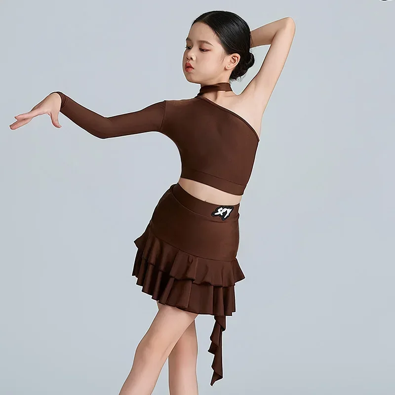 Новое платье для латинских танцев 2025 года, весенне-летний комплект танцевальных платьев для профессиональных тренировок и выступлений для девочек