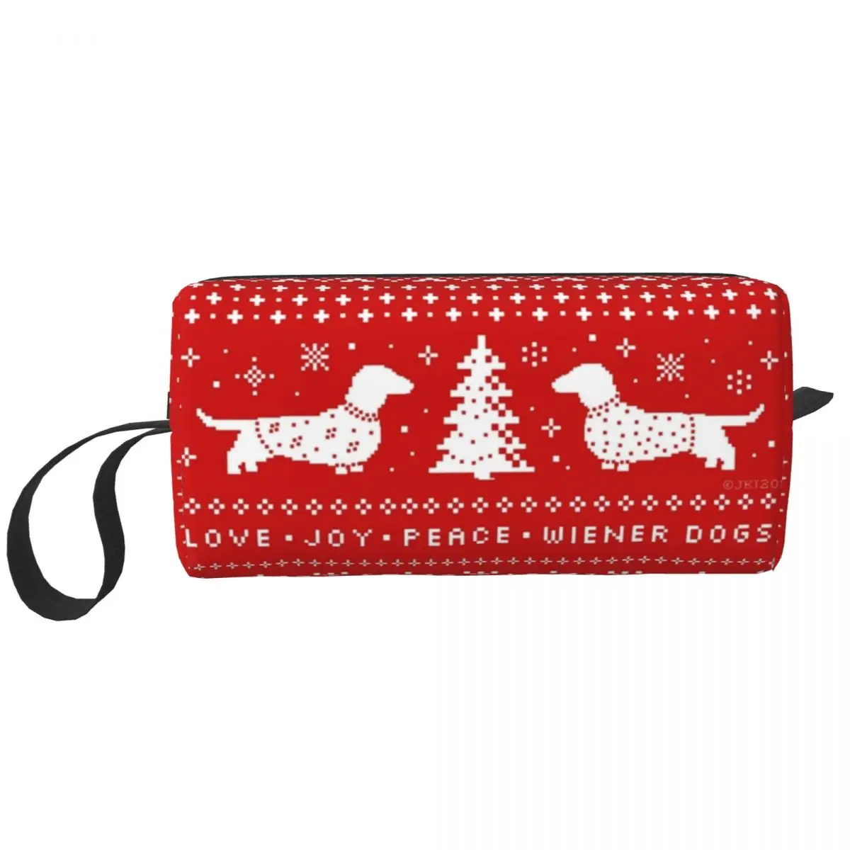 Dachshund Dog Christmas Holiday Cosmetic Bag Women Fashion Large Capacity Animal Pet Makeup Case Beauty Storage Toiletry Bags