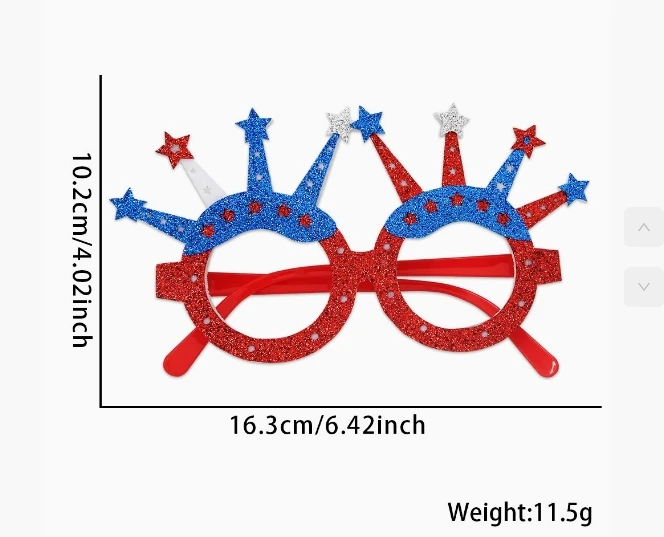

4Pcs Independence Day Star Glasses Universal Fit Usa Sunglasses 4th of July Party Supplies Photo Booth Props Photo Booth Frame