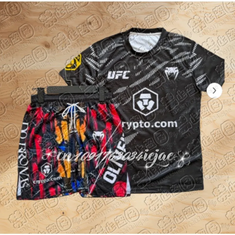 

Charles Oliveira UFC Boxing Fighting Training Tee ShortsMen Breathable Speed Drying jersey Wrestling Running Sweat Absorbing Set