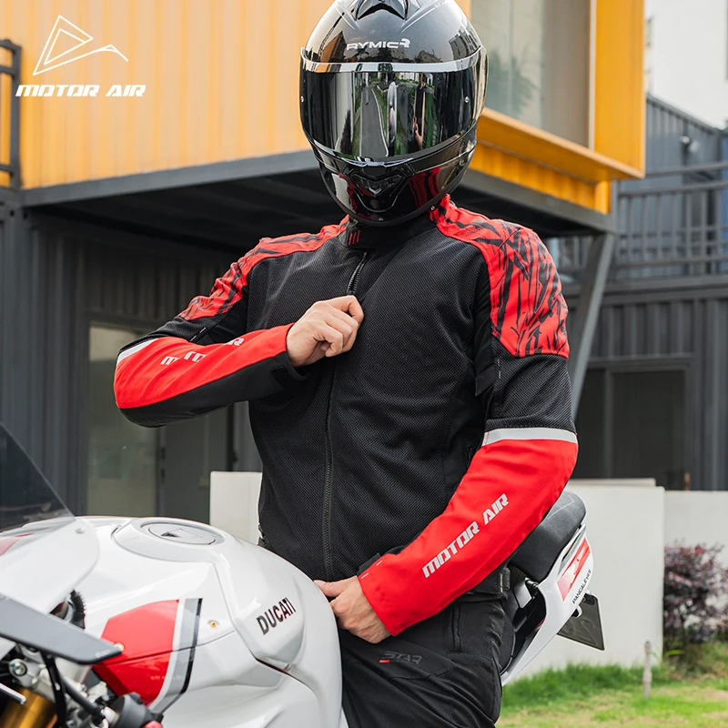 

2025 New Motorcycle Jacket Black-red Men's Riding Gears Clothes Summer Mesh Breathable With CE Protective Equipment Accessories