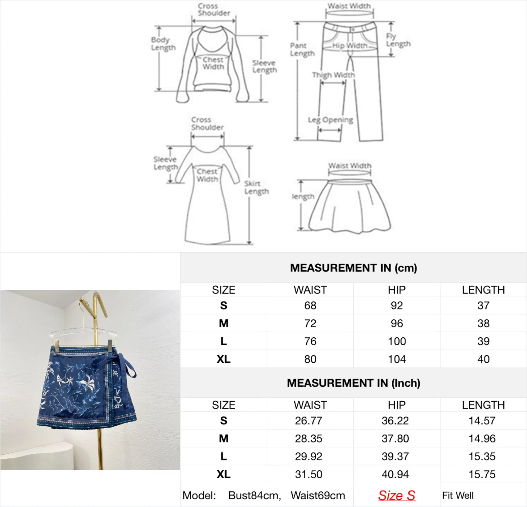 Pakaian Wanita Rok Mini Motif Bunga Biru Hitam