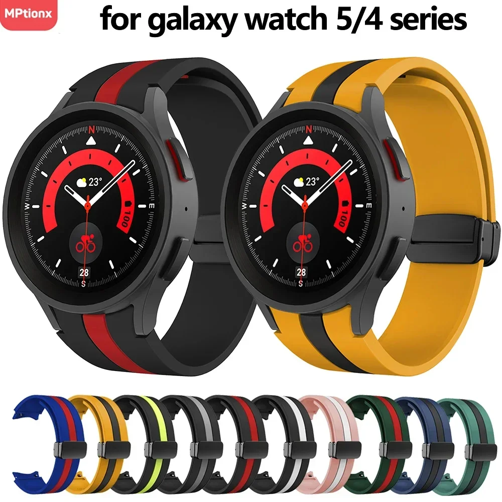 Silicone Strap for Samsung Galaxy Watch 5 Pro 45mm Galaxy Watch 6 5 4 44mm 40mm Magnetic Buckle Band For Watch 6 Classic 43 47mm