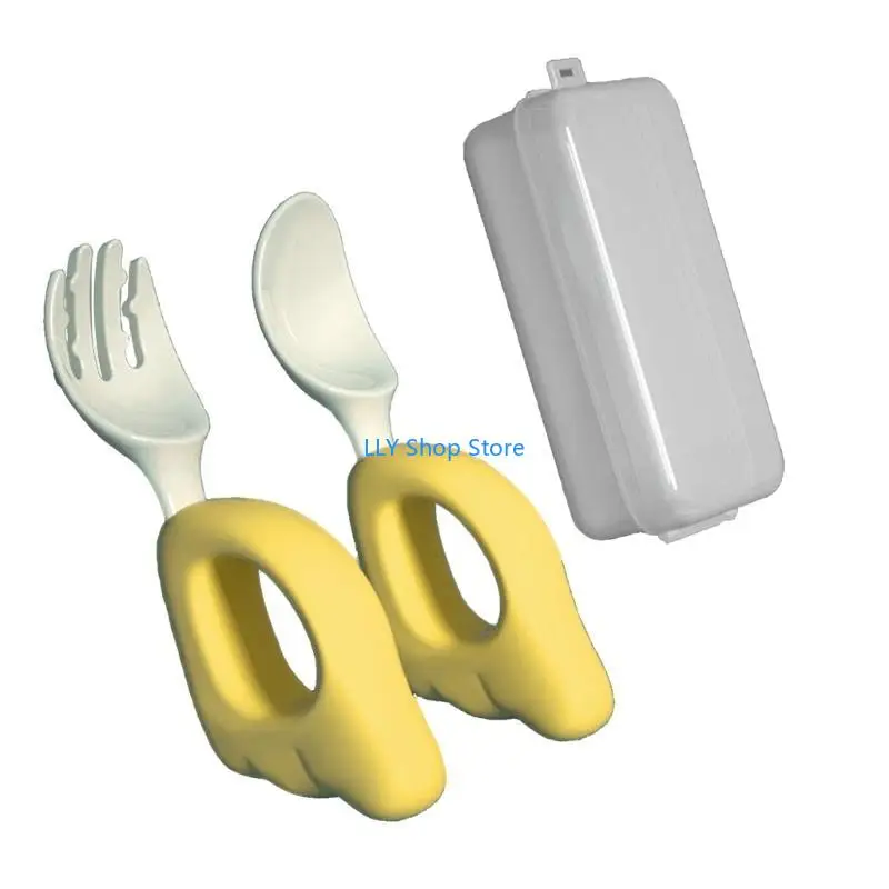 T8UD Baby Infant Feeding Spoon Fork Cartoon Tableware Set Dinnerware Cutlery